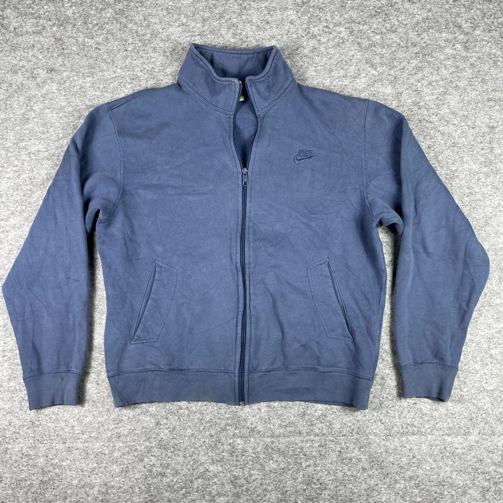 VTG Nike Jacket Mens Medium Blue Sportswear Full Zip Fleece Y2K 273969-495